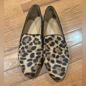 J Crew Calf hair smoking Leopard Print Women's Loafers